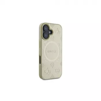 Capa Guess Saffiano Peony Classic Logo MagSafe para iPhone 16 (dourada)
