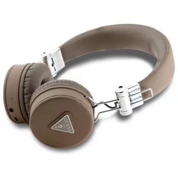 Auscultadores Guess Grained Classic Round Shape sem fios Bluetooth over-ear com ENC, castanhos