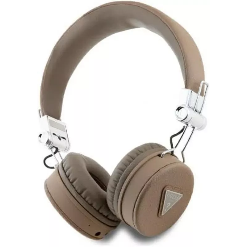 Auscultadores Guess Grained Classic Round Shape sem fios Bluetooth over-ear com ENC, castanhos
