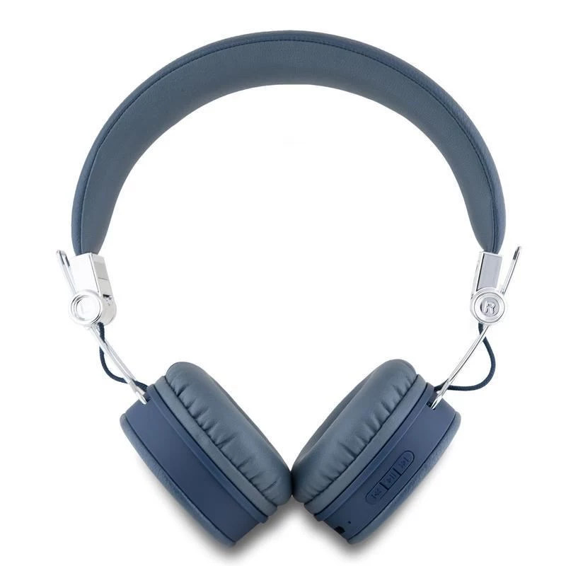 Auscultadores Guess Grained Classic Round Shape sem fios Bluetooth over-ear com ENC (azuis)