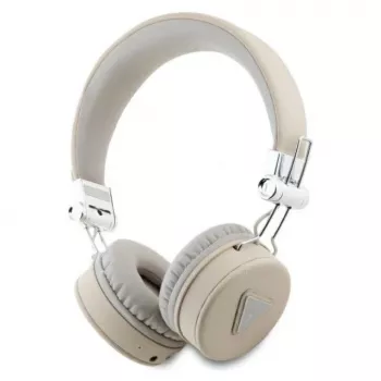 Auscultadores Guess Grained Classic Round Shape sem fios Bluetooth over-ear com ENC, bege