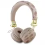 Auscultadores Guess Peony Script de forma redonda sem fios over-ear com ENC, castanhos