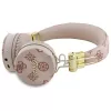 Auscultadores Guess Peony Script de forma redonda sem fios over-ear com ENC, castanhos
