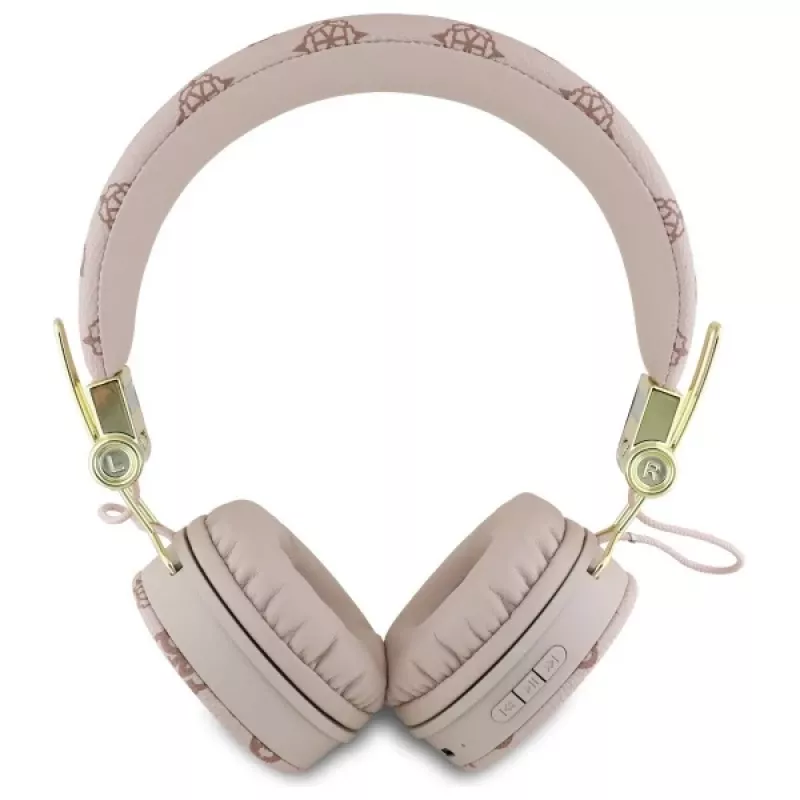 Auscultadores Guess Peony Script de forma redonda sem fios over-ear com ENC, castanhos