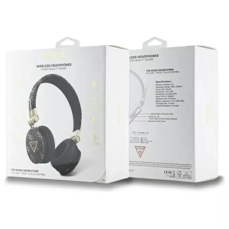Guess 4G Triangle Round Shape auscultadores sem fios, Bluetooth, ENC, pretos