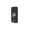 Karl Lagerfeld Monogram Karl & Choupette Head Pin Capa para iPhone 16 (preto)