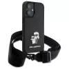 Karl Lagerfeld Saffiano Karl & Choupette Metal Pin CBDY Strap Capa rígida para iPhone 16 6.1, preto