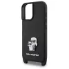 Karl Lagerfeld Saffiano Karl & Choupette Metal Pin CBDY Strap Capa rígida para iPhone 16 6.1, preto