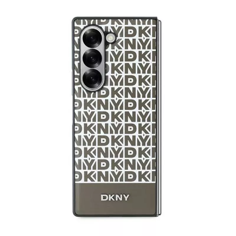 DKNY DKHMZFD6PSOSPW Capa traseira para Samsung Galaxy Z Fold6 castanha padrão repetido faixa inferior