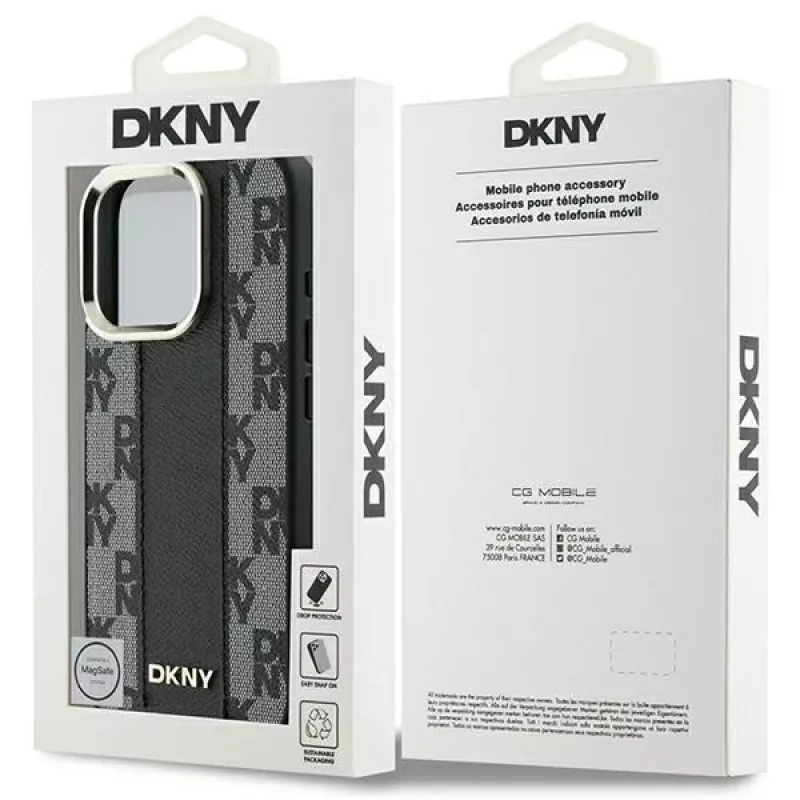 DKNY DKHMP16XPCPVSLK Capa rígida padrão xadrez MagSafe para iPhone 16 Pro Max 6.9 preto