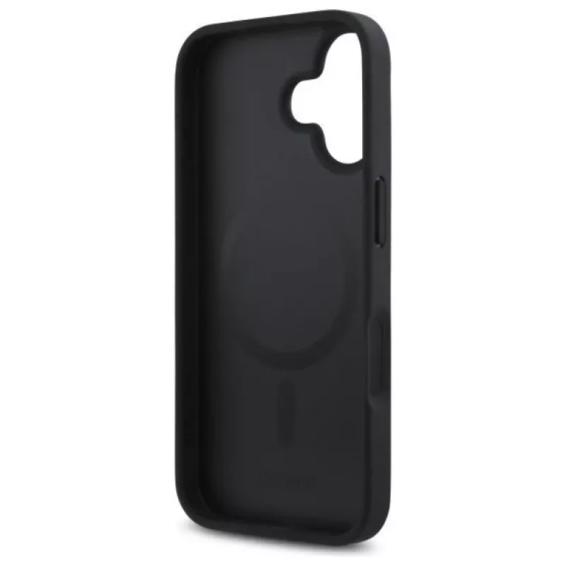 DKNY DKHMP16SPSHRPSK Capa rígida para iPhone 16 6.1 preto padrão repetido Stack Logo MagSafe