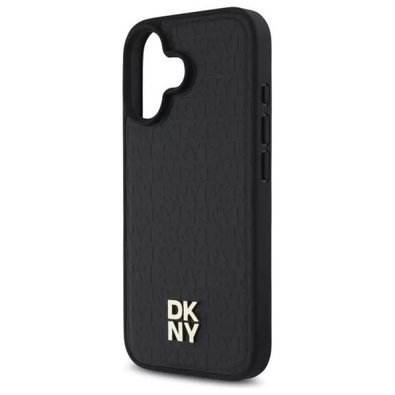 DKNY DKHMP16SPSHRPSK Capa rígida para iPhone 16 6.1 preto padrão repetido Stack Logo MagSafe
