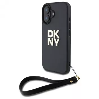 DKNY DKHCP16SPBSWSK Capa rígida para Apple iPhone 16 6,1 polegadas preto com alça de mão