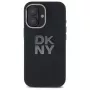 DKNY DKHCP16SSMCBSK Capa rígida para iPhone 16 6.1 silicone líquido logótipo metálico preto