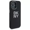 DKNY DKHCP16SSMCBSK Capa rígida para iPhone 16 6.1 silicone líquido logótipo metálico preto