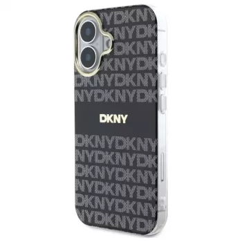 DKNY DKHMP16SHRHSEK Capa rígida para Apple iPhone 16 6,1 polegadas - preto com padrão texturado repetido e riscas