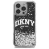 DKNY DKHCP16LLBNAEK Capa rígida para iPhone 16 Pro 6,3 polegadas preto Liquid Glitter Arch Logo