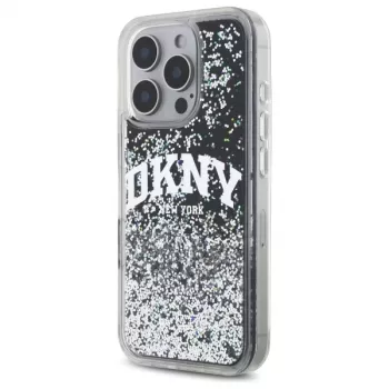 DKNY DKHCP16XLBNAEK Capa rígida para iPhone 16 Pro Max 6,9 polegadas Liquid Glitter Arch Logo preto
