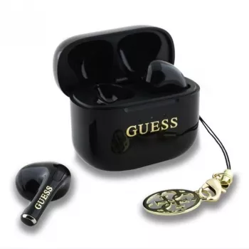 Guess Glossy Effect Printed Classic Logo & Charm auriculares TWS Bluetooth com estojo de carregamento (preto)