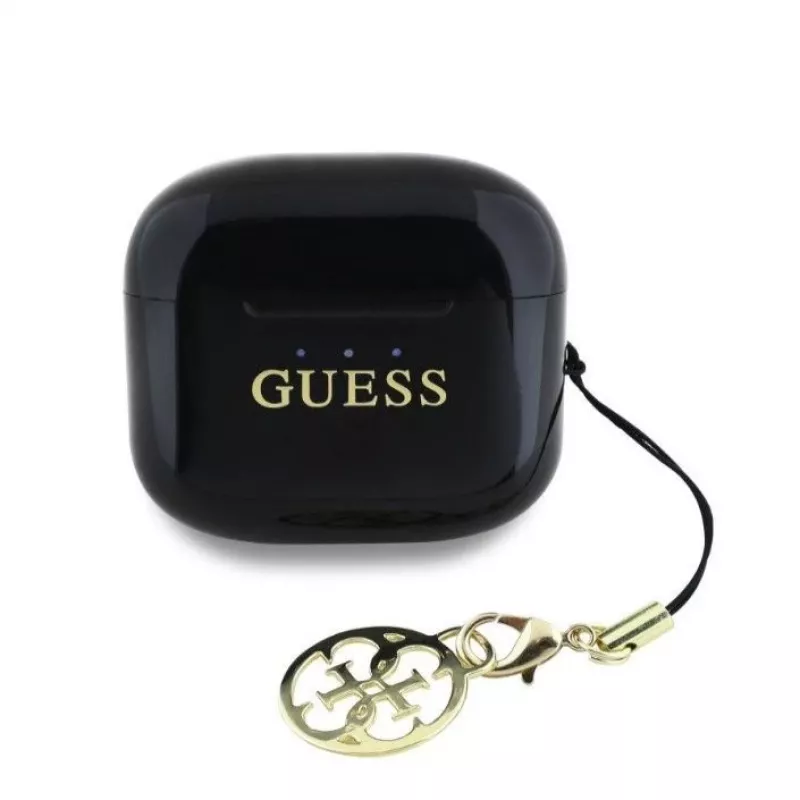 Guess Glossy Effect Printed Classic Logo & Charm auriculares TWS Bluetooth com estojo de carregamento (preto)
