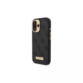 Guess GUHMP16MU4GPRK iPhone 16 Plus 6,7 polegadas preto capa rígida com 4G Logo Plate e MagSafe