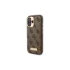 Guess GUHMP16SU4GPRW iPhone 16 6,1 polegadas castanho capa rígida 4G Logo Plate MagSafe