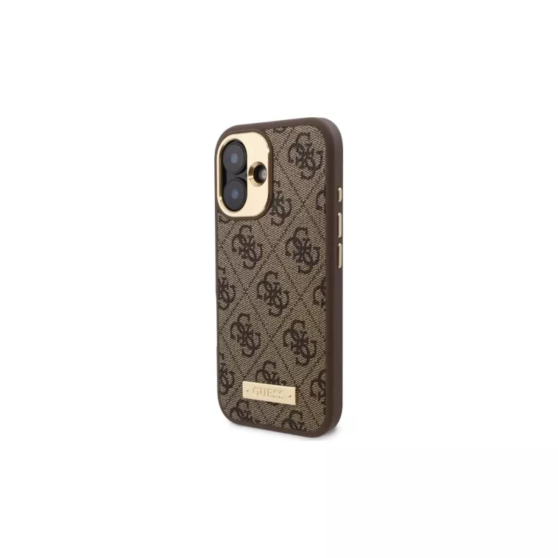 Guess GUHMP16MU4GPRW iPhone 16 Plus 6,7 polegadas castanho capa rígida 4G Logo Plate MagSafe