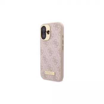 Guess GUHMP16SU4GPRP iPhone 16 6,1 polegadas rosa capa rígida com placa de logótipo 4G e MagSafe