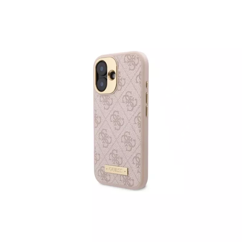 Guess GUHMP16SU4GPRP iPhone 16 6,1 polegadas rosa capa rígida com placa de logótipo 4G e MagSafe