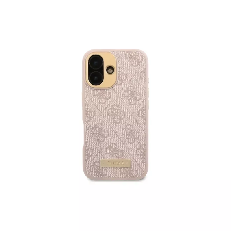 Guess GUHMP16SU4GPRP iPhone 16 6,1 polegadas rosa capa rígida com placa de logótipo 4G e MagSafe