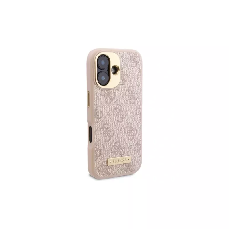 Guess GUHMP16SU4GPRP iPhone 16 6,1 polegadas rosa capa rígida com placa de logótipo 4G e MagSafe