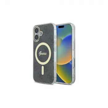 Guess GUHMP16SH4STK capa rígida para Apple iPhone 16 6,1 polegadas preto IML 4G MagSafe