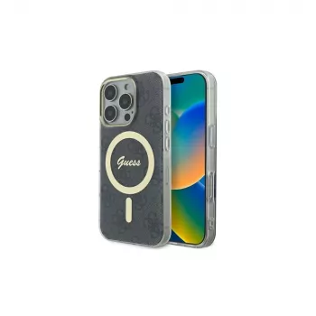 Guess GUHMP16LH4STK capa rígida para Apple iPhone 16 Pro 6,3 polegadas preto IML 4G MagSafe
