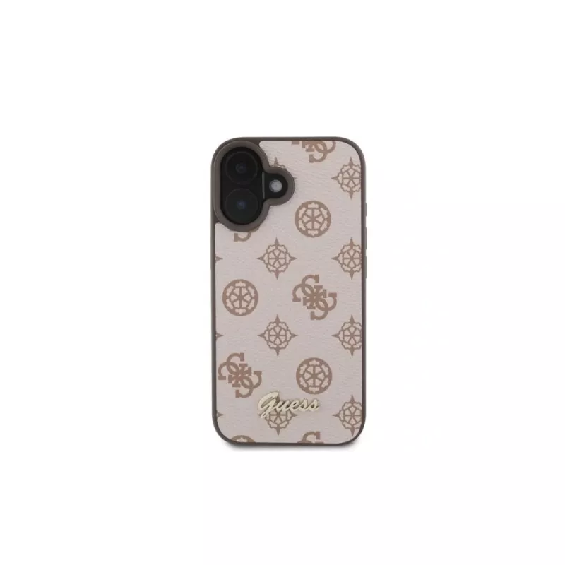 Guess Peony Script capa MagSafe para iPhone 16 (castanho)