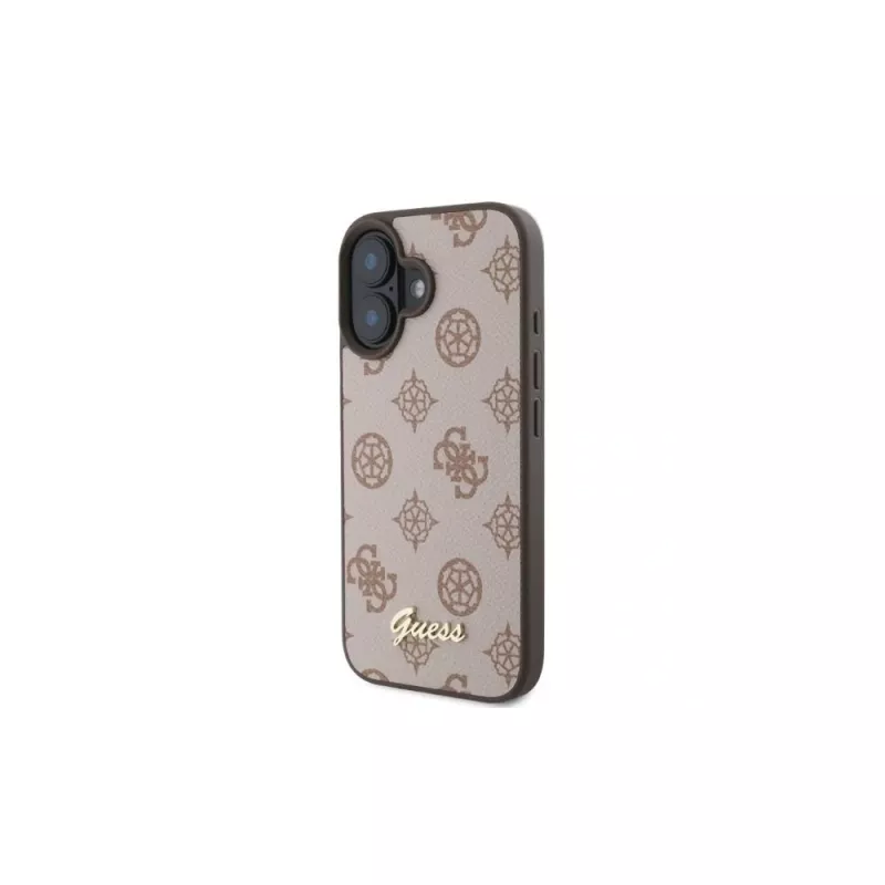 Guess Peony Script capa MagSafe para iPhone 16 (castanho)
