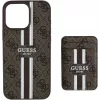 Guess 4G Stripes capa carteira com MagSafe para iPhone 16 Pro Max castanho