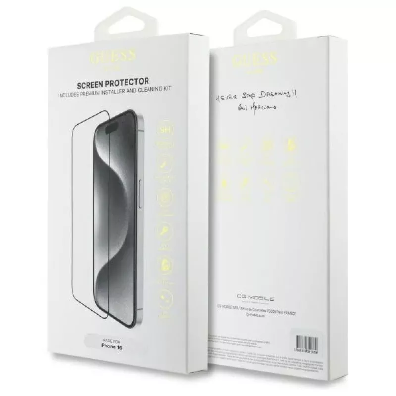 Guess GUTGP16SBOKGCIT iPhone 16 6,1 polegadas protetor de ecrã 2.5D Outline - vidro temperado