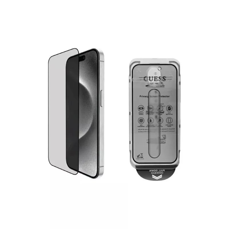 Guess GUTGP16LBOKGCIP iPhone 16 Pro 6,3 polegadas película protetora de ecrã Privacy 2.5D Outline - vidro temperado
