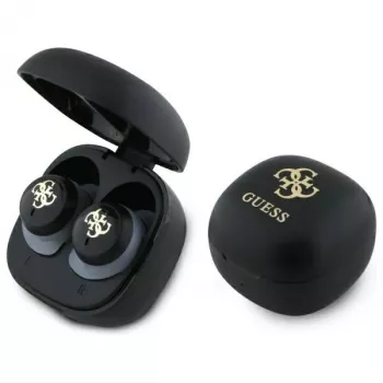 Guess GUTWSJ144ESK auriculares True Wireless Stereo Bluetooth com estojo de carregamento, preto Iridescent 4G Printed Logo