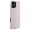 Guess GUHCP16SSMBSLP iPhone 16 6,1 polegadas rosa capa rígida silicone com logótipo metálico Script e moldura