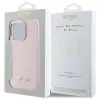 Guess GUHCP16LSMBSLP iPhone 16 Pro 6,3 polegadas rosa capa rígida silicone com logótipo metálico Script e moldura