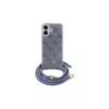 Guess GUHCP16SHC4SEB iPhone 16 6,1 polegadas azul capa rígida Crossbody Cord 4G Print