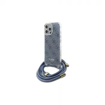 Guess GUHCP16LHC4SEB iPhone 16 Pro 6,3 polegadas azul capa rígida cordão Crossbody 4G Print