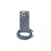 Guess GUHCP16LHC4SEB iPhone 16 Pro 6,3 polegadas azul capa rígida cordão Crossbody 4G Print