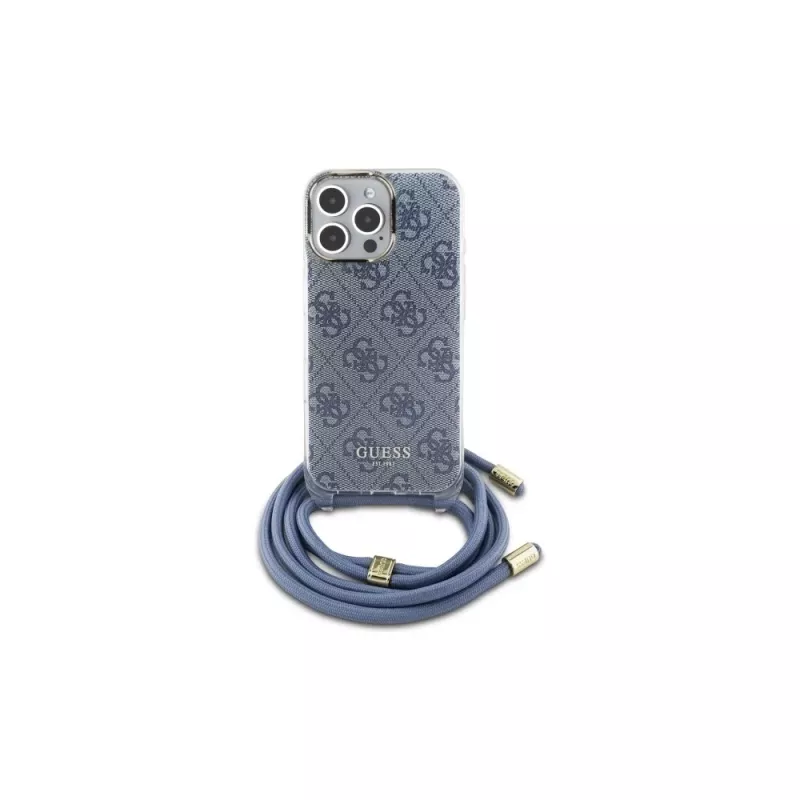 Guess GUHCP16XHC4SEB iPhone 16 Pro Max 6,9 polegadas azul capa rígida Crossbody Cord 4G Print