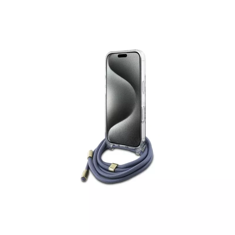 Guess GUHCP16XHC4SEB iPhone 16 Pro Max 6,9 polegadas azul capa rígida Crossbody Cord 4G Print