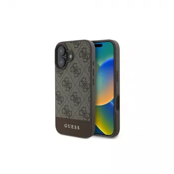 Guess 4G Bottom Stripe capa para iPhone 16 Plus (Castanho)