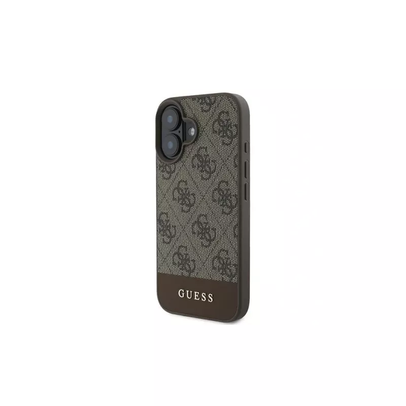 Guess 4G Bottom Stripe capa para iPhone 16 Plus (Castanho)