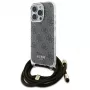 Guess GUHCP16LHC4SEW iPhone 16 Pro capa rígida Crossbody Cord 4G Print Castanho
