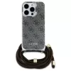 Guess GUHCP16LHC4SEW iPhone 16 Pro capa rígida Crossbody Cord 4G Print Castanho
